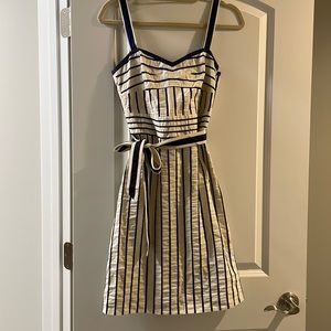 Tory Burch Striped Dress with Ribbon Belt